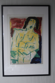 Lithografie Jacob Kanbier - Naakte vrouw, handgesigneerd '93