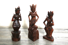 Nederlands Indië - 3 beeldjes hout