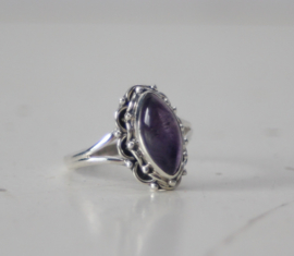 ZIlveren dames ring met amethist, maat 56(18 MM)