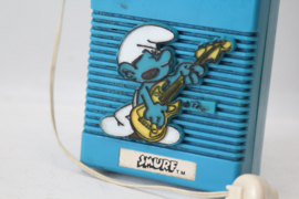 Smurfen transistor radio, gitaar spelende smurf - ca 1980