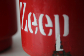 Zand Zeep Soda - Rood emaille met opgehoogde letters
