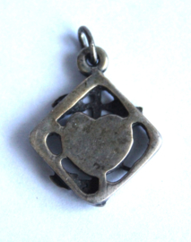 Zilver - Jugendstil/Art Nouveau hanger met floraal hart