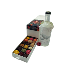 Ladebox met Chocolade Truffels en Fles Neutraal