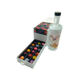Ladebox Pralines + fles Bruiloft
