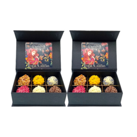 Handgemaakte Chocolade-Bonbons -Truffels twee kleine doosjes.