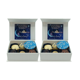 Luxe handgemaakte chocolade bonbons geboorte cadeau doos-It's a boy - Mini 2x6