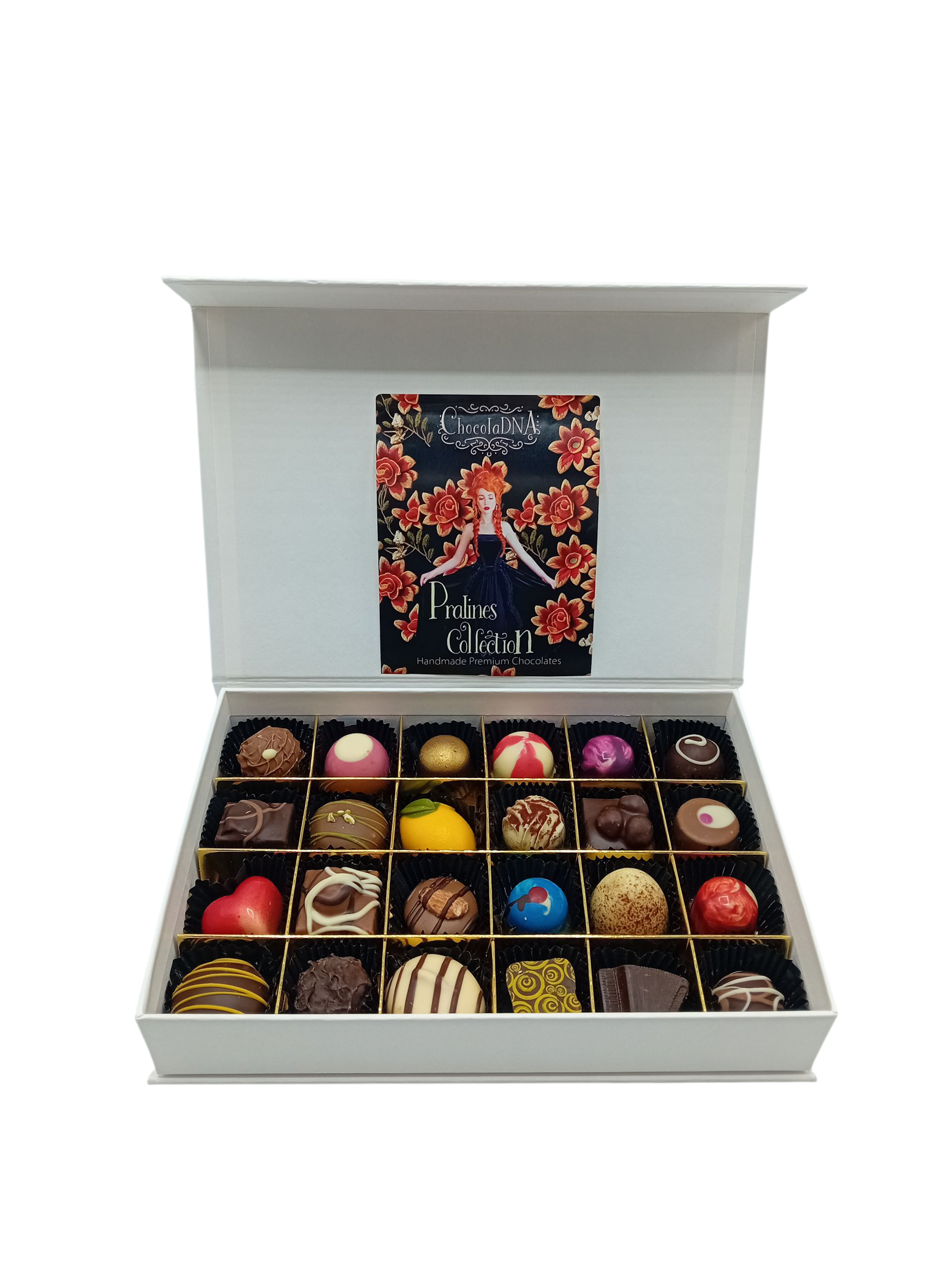 PRALINES(24)-medium-zwart-Luxe magneetbox