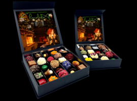 Heel groot-'Happy Winter Holidays' chocolade: assortiment van truffels & bonbons