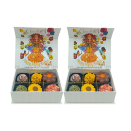 2 x Luxe handgemaakte bonbons chocolade-FLOWER POWER MIX(6)-mini-wit