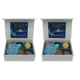 Luxe handgemaakte chocolade bonbons geboorte cadeau doos-It's a boy - Mini 2x6