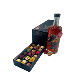 Ladebox mix van Bonbons en Truffels + fles Golden Mama