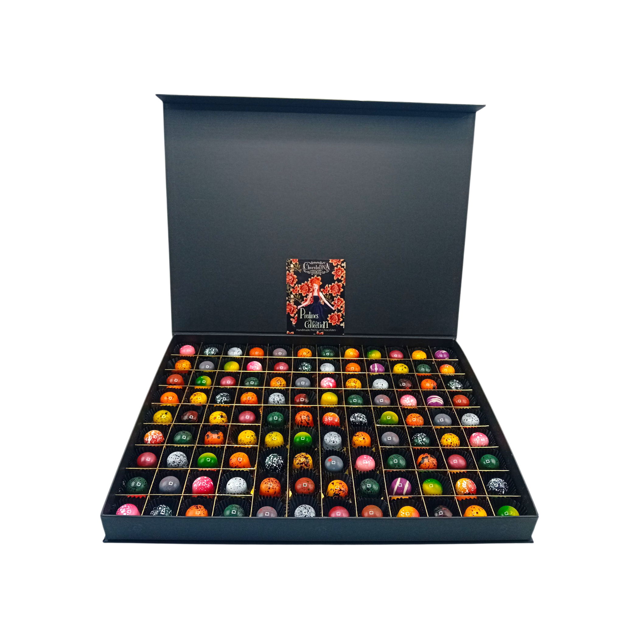 PRALINES(108)-mega groot-zwart-Luxe magneetbox-