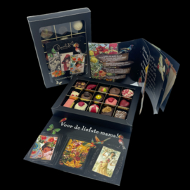 Moederdag Design Chocolademix Pralines & Bonbons (15) met Poëzie-Album en kaart.