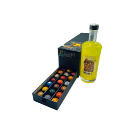 Ladebox-Pralines met een fles Limoncello cadeau pakket