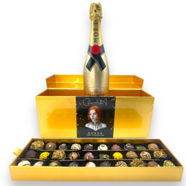 2025 edition & Design Chocolade cadeauboxen  met Golden Moët en speciale feestelijke chocolade assortiment