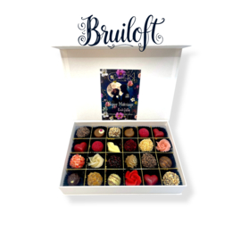 Bruidscadeau handgemaakte chocolade boxen met rozen, en liefdevolle smaken & design | Vanaf: