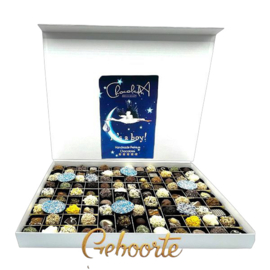 Geboorte boxen handgemaakte chocolade bonbons meisje of jongen cadeau in 6 maten - Vanaf