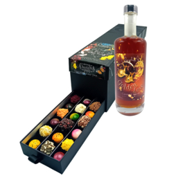 Ladebox met fles Golden Love en chocolade naar keuze: