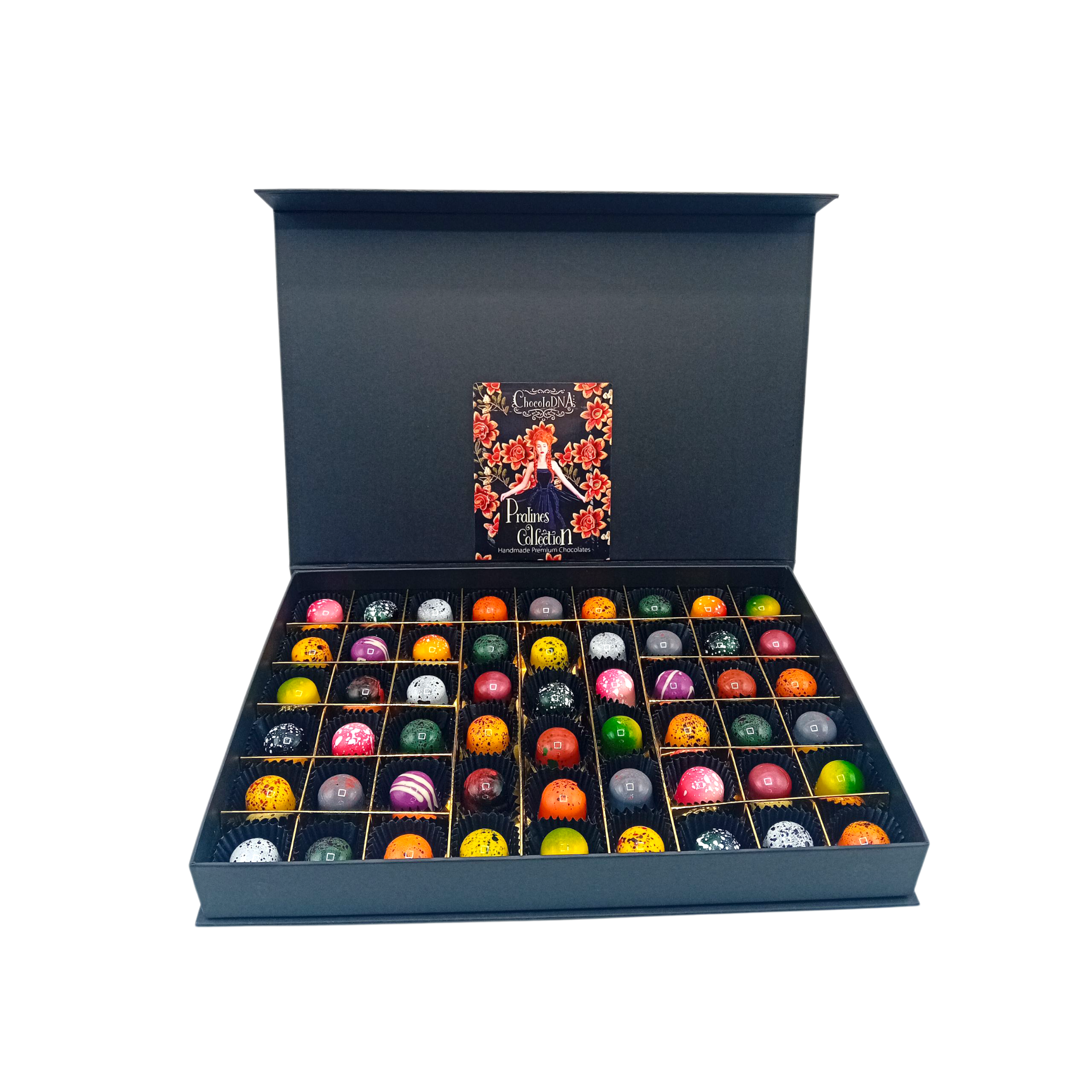 PRALINES(54)—extra groot-zwart-Luxe magneetbox-