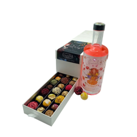 Ladebox Mix van Bonbons en Truffels en Fles Flower Power