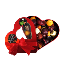 Vegan:Rood Hart met handgemaakte chocolade Vegan bonbons een Luxe Chocoladecadeau
