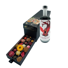 Moederdag 'Mon Bon Bon Cherry'- Kersenlikeur & Chocolade naar keuze  in Luxe geschenkbox