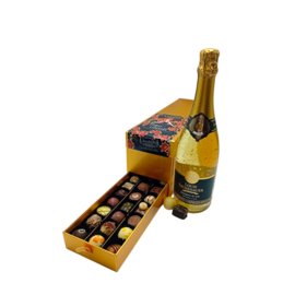 Ladebox met Chocolade Pralines en Fles Prosecco Louis Eschenauer
