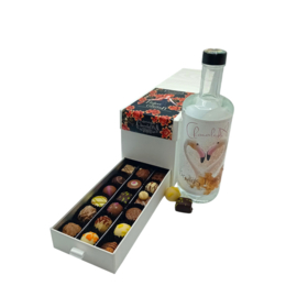 Ladebox Pralines + fles Bruiloft