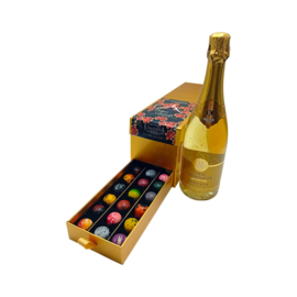 Ladebox met Chocolade Pralines en Fles Prosecco Louis Eschenauer