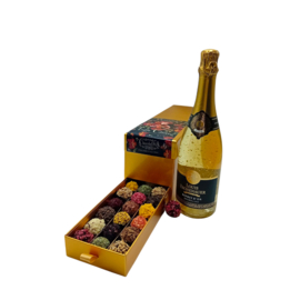 Ladebox met Chocolade Truffels en Fles Prosecco Louis Eschenauer