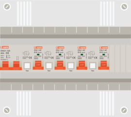 1 fase groepenkast met 4 aardlekautomaten