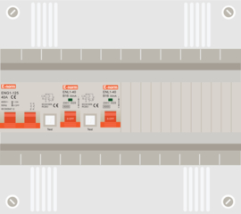 1 fase groepenkast met 2 aardlekautomaten