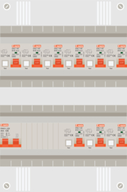 1 fase groepenkast met 9 aardlekautomaten