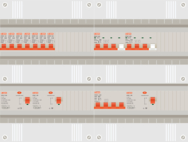 3 fase groepenkast met 7 lichtgroepen en 2 krachtgroepen