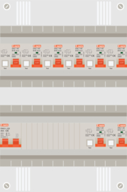 1 fase groepenkast met 8 aardlekautomaten