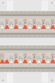 1 fase groepenkast met 11 aardlekautomaten