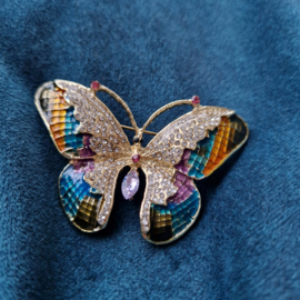 Broche strass vlinder