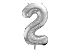 Cijfer XL Folieballon 2 - Zilver