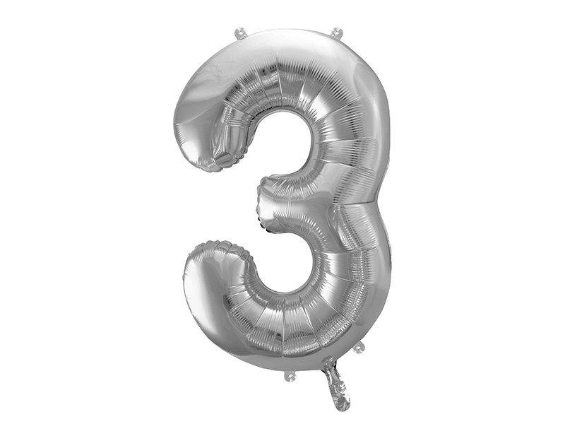 Cijfer XL Folieballon 3 - Zilver