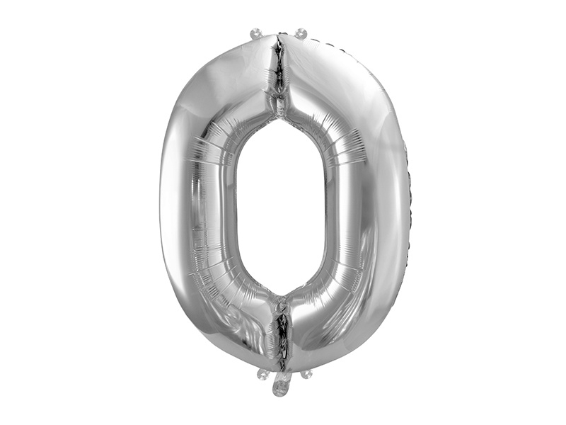 Cijfer XL Folieballon 0 - Zilver