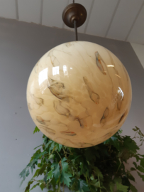 Vintage bollamp gemarmerd glas