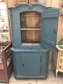Vintage houten keukenkast blauw