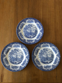 Set van 3 platte borden van Ironstone blauw decor
