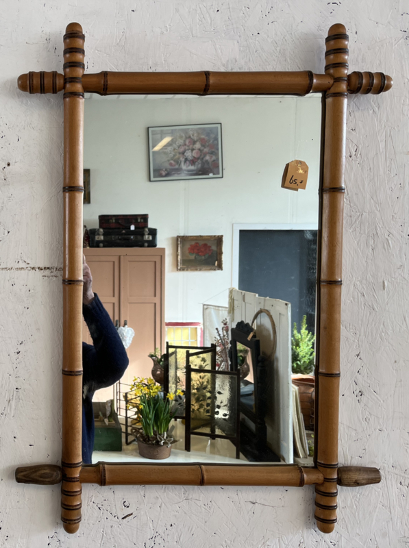 Spiegel bamboe - retro - 80 cm