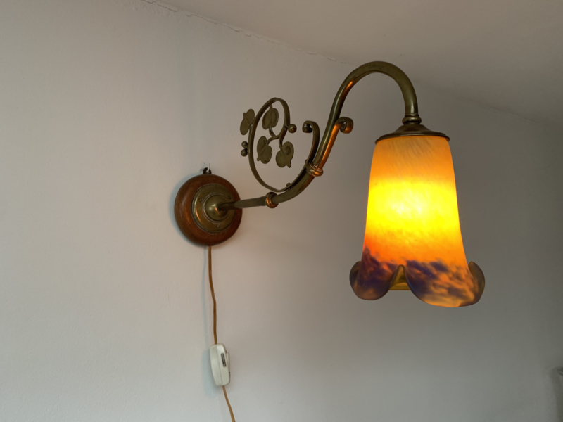 Wandlamp koper Art Nouveau