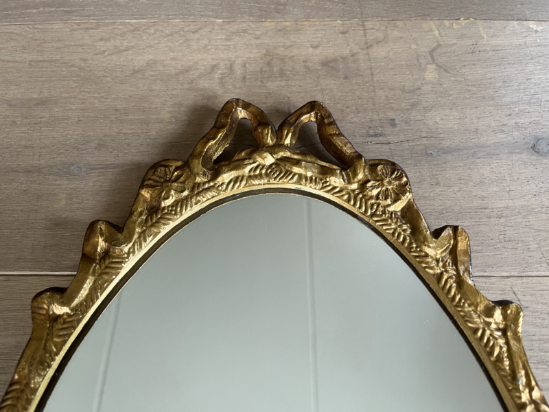Ovale spiegel met koperen lijst 42 cm