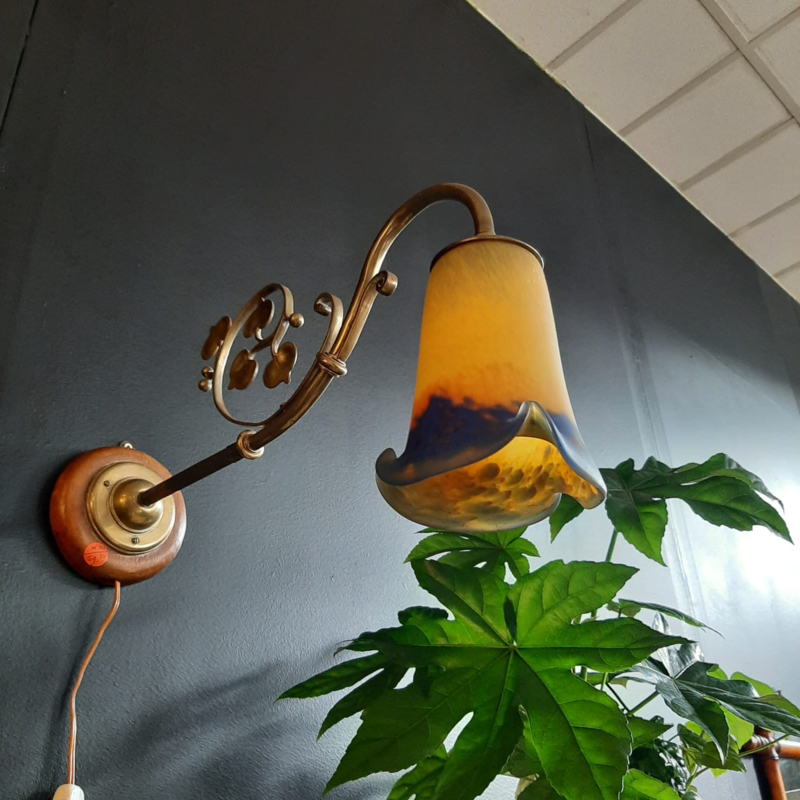 Wandlamp koper Art Nouveau