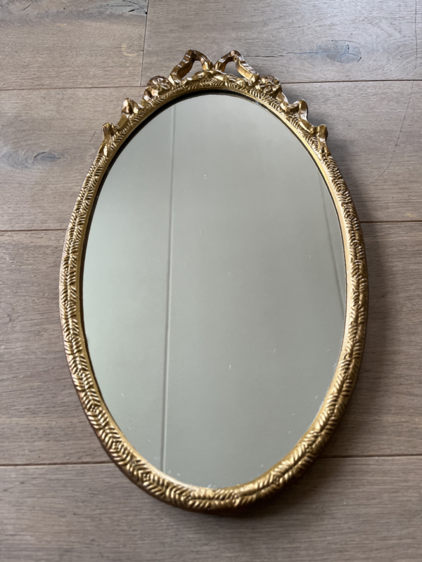 Ovale spiegel met koperen lijst 42 cm