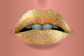 Glasschilderij Ter Halle - Gouden lippen
