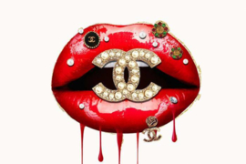 Glasschilderij Ter Halle - Rode Chanel Lippen